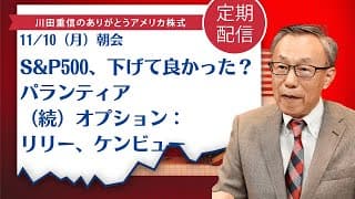 S&P500、下げて良かった？パランティア（続）オプション：リリー、ケンビュー【アメリカ株】