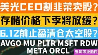 美光CEO割韭菜卖股? 存储价格下季将放缓? 6.12前止盈清仓太空股? AVGO MU PLTR MSFT RDW META ORCL! 06042026 #美股 #股票 #美股分析 #投資