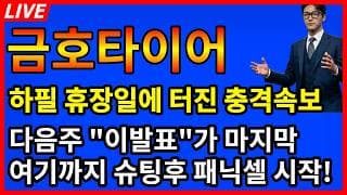 [금호타이어 주가전망]💥하필 휴장일에 터진 충격속보 다음주 이발표가 마지막 여기까지 슈팅후 패닉셀 시작된다?