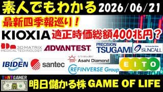 【明日のテンバガー株】最新四季報！キオクシア！適正時価総額400兆円？アドバンテスト！イビデン！スリー・ディー・マトリックス！ツガミ！santec！ASAHI EITO！【20260621】