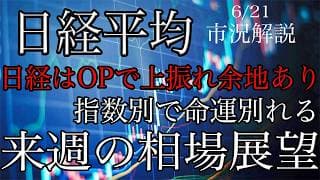6/21【日経平均】オプションで上振れ余地あるが、指数ごとで命運別れる！来週の相場展望考察！