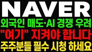 [네이버 주가 전망] (주의보) 외국인 매도·AI 경쟁력 우려 겹악재 "숨은 이유" 더 빠지나?!