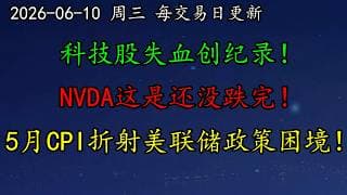 美股 科技股失血创纪录！NVDA这是还没跌完！5月CPI折射美联储政策困境！揭秘OpenAI史上最大基建！SMCI大暴跌！SOXL、QCOM、ARM、AVGO、TSLA、AAPL、MSFT