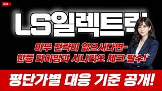 LS일렉트릭 주가 전망 : 아무 전략이 없으시다면-반등 타이밍과 시나리오 체크 필수! 평단가별 대응 기준 공개!