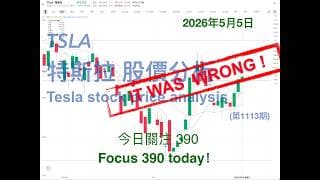 TSLA 特斯拉 股票价格走势的分析 2026年5月5日（第1113期） #Tesla #K线技术分析