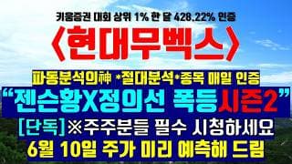《파동분석의神》 현대무벡스 "젠슨황X정의선 폭등시즌2" ※[단독] 주주분들 필수 시청하세요 6월 10일 주가 미리 예측해 드림