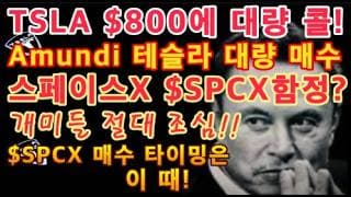 TSLA $800에 대량 콜물량 확인 / Amundi, 테슬라 대량 매수 / 스페이스X 높은 멀티플 데뷔! $SPCX 개미들 폭락 조심! 왜? 매수 타이밍은 이 때! / 미국 주식
