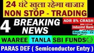 24 घंटे खुला रहेगा बाजार😮 Non Stop Trading🔴ADR 8% CRASH🔴SBI FUNDS😭🔴WAAREE🔴TANLA🔴PARAS SEMICONDUCTOR