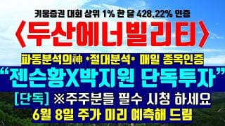 《파동분석의神》 두산에너빌리티 "젠슨황X박지원 단독투자" [단독]※주주분들 필수 시청하세요 6월 8일 주가 미리 예측해 드림