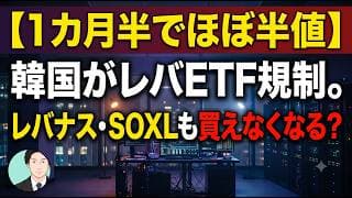 【1カ月半でほぼ半値】韓国がレバETF規制。レバナス・SOXLも買えなくなる？【元機関投資家トレーダーが解説】