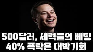테슬라 500달러?! 세력들이 베팅했다! 40% 폭락한 또다른 우량주는 대박기회!