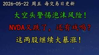 美股 大空头警惕泡沫风险！NVDA又跌了，还有戏吗？这两股继续大暴涨！META半死不活，还行吗？PLTR也是。TSLA、AMD