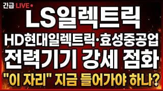 [LS일렉트릭 주가 전망] (긴급) HD현대일렉트릭·효성중공업 전력기기 강세 점화! "이 자리" 지금 들어가야 하나?