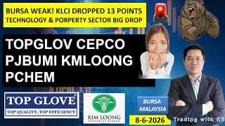 Daily KLSE BURSA UPDATE | 8-6-2026 | KLCI DROPPED 13 POINTS | TECH & PORPERTY SECTOR BIG DROP|