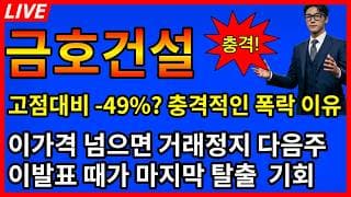 [금호건설 주가전망]💥오늘 고점대비 -49% 폭락 이유? 이가격 넘으면 거래정지 다음주 이발표가 마지막!?