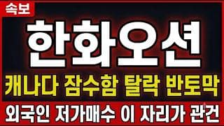 [한화오션 주가 전망] 캐나다 잠수함 탈락 반토막, 외국인 저가매수 이 자리가 관건 #한화오션주가전망 #한화오션목표가 #한화오션