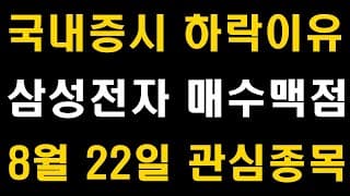 삼성전자 매수맥점, 국내증시 하락이유, 8월 22일 혹은 다음주 관심종목