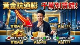 想買黃金抗通膨？千萬別買錯！實體黃金 vs 黃金存摺 vs 黃金 ETF GLD 到底哪個最賺？優缺點一次大揭秘！#黃金投資 #抗通膨 #黃金ETF #GLD #黃金存摺 #實體黃金 #理財規劃