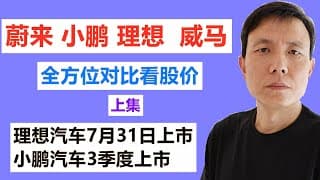 蔚来汽车NIO，小鹏汽车，理想汽车,威马汽车全方位对比，来决定炒理想汽车股价。理想汽车7月31日上市，小鹏汽车3季度上市（上集）（71期）