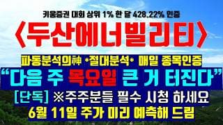 《파동분석의神》 두산에너빌리티 "다음 주 목요일 큰 거 터진다" [단독]※주주분들 필수 시청하세요 6월 11일 주가 미리 예측해 드림