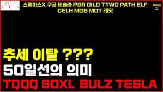 추세 이탈 ??? 50일선의 의미 TQQQ SOXL BULZ TESLA 스페이스X 구글 테슬라 PGR GILD TTWO PATH ELF CELH MDB MDT 레딧