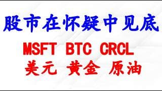 美股在怀疑中见底；个股分析：MSFT, BTC, CRCL, 美元，黄金，原油。