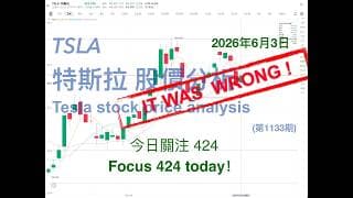TSLA 特斯拉 股票价格走势的分析 2026年6月3日（第1133期） #Tesla #K线技术分析