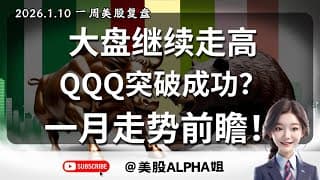 【美股Alpha姐】2026.1.10 一周美股复盘｜大盘创新高，QQQ突破成功！｜一月走势前瞻！｜TSLA，BTC，恒指趋势破坏了吗？下周关键点位看这些？