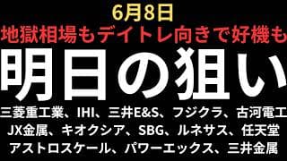 【地獄相場も好機多数】チャートで見る明日の注目銘柄｜三菱重工業、IHI、三井E&S、フジクラ、古河電工、JX金属、キオクシア、SBG、ルネサス、任天堂、アストロスケール、パワーエックス、三井金属