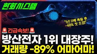 [한화시스템] 11배 폭등 후 -48% 조정! 거래량 -89%의 의미 #한화시스템