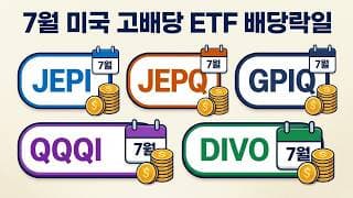 7월, 미국 고배당 ETF 배당락일 체크 : JEPI·JEPQ부터 GPIQ·QQQI·DIVO까지!