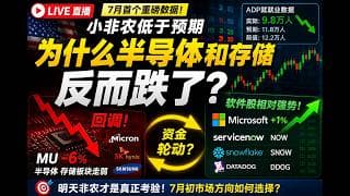 26/7/1 小非农低于预期 为什么半导体和存储反而跌了 。资金回流软件股 ？