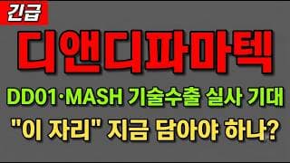 [디앤디파마텍 주가 전망] (긴급) DD01·MASH 기술수출 실사 기대! "이 자리" 지금 담아야 하나?
