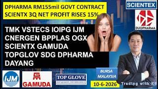 Daily KLSE BURSA UPDATE | 10-6-2026 |DPHARMA RM155mil CONTRACT | SCIENTX 3Q NET PROFIT RISES 15%