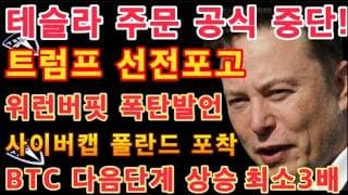 테슬라 주문 공식 중단!왜? / 테슬라 대규모 신규 업뎃 / 트럼프 선전포고 / 워런버핏 충격발언 / 사이버캡 폴란드 포착 / 비트코인 바닥매수 동참하세요 다음단계 상승 최소 3배