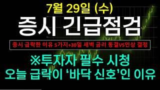《7월 29일 수요일 긴급 증시점검》 오늘 급락이 '바닥 신호'인 이유 feat. 투자자 필수 시청