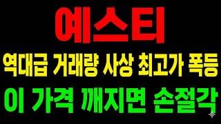 [예스티 주가전망] 역대급 거래량 사상 최고가 폭등!? "이 가격 깨지면 손절각 대비하라"
