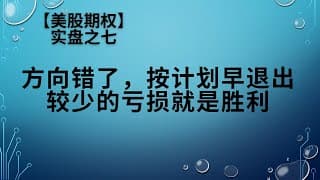 【美股期权】实盘之七，方向错了，早退出就是胜利