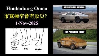 Hindenburg Omen｜市寬極狹窄會有股災？（1-Nov-2025)【CC中文字幕】
