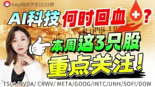 【美股12.15盘前展望】💥美股周行情展望！AI科技何时回血？⭐本周这3只股重点关注！#tsla #美股#股票#google  #crwv #meta#unh#nvda#sofi #intc#dow