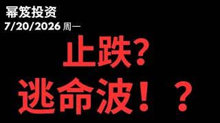 大跌后开始大涨，今天是逃命波吗？｜ 第1811期「幂笈投资」7/20/2026