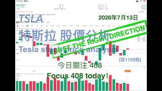 TSLA 特斯拉 股票价格走势的分析 2026年7月13日（第1159期） #Tesla #K线技术分析