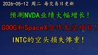 美股 大利好！华尔街预测NVDA业绩大幅增长！GOOG和SpaceX合作太空项目！INTC的空头损失惨重！TSLA继续看涨吗？MU空头非常郁闷！CRWV还涨吗？AAPL走势很好。