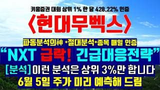 《파동분석의神》 현대무벡스 "NXT 급락! 긴급대응전략" ※주주분들 필수 시청하세요 6월 5일 주가 미리 예측해 드림