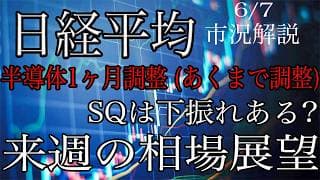 6/7【日経平均】MSQは下振れあるのか？半導体は1ヶ月調整局面！来週の相場展望考察！