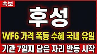 [후성 주가 전망] WF6 가격 폭등 수혜 국내 유일, 기관 7일째 담은 자리 반등 시작 #후성주가전망 #후성목표가 #후성