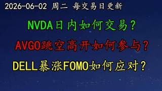 美股 走势疲软！NVDA日内如何交易？AVGO跳空高开如何参与？DELL暴涨FOMO如何应对？NBIS、CRWV、MU、PLTR、黄金、原油