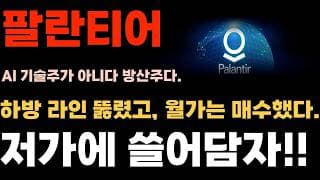 [팔란티어 주가전망] 하방 라인 뚫렸고, 월가는 쓸어 담았습니다. 저가 확인 방산주로 가져가자!