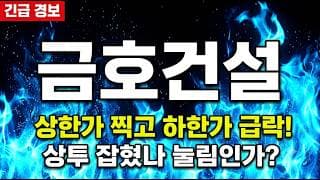 [금호건설 주가 전망] 상한가에서 하한가 추락 60% 폭탄! 만원 지지선 깨지면 대파국입니다 #금호건설주가전망 #금호건설목표가 #금호건설