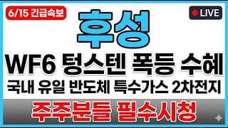 [후성 주가 전망] WF6 텅스텐 폭등 수혜 국내 유일 반도체 특수가스 2차전지 LiPF6 동반 모멘텀 매도타점 무료공개 주주분들 필수시청!